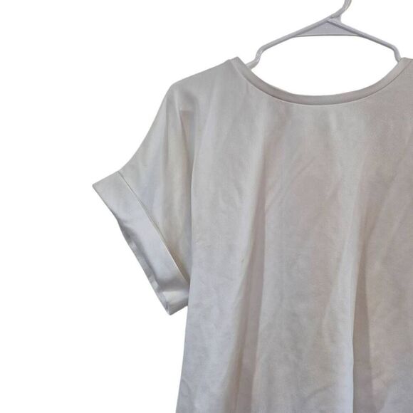 Express Women's White Rayon/Nylon/Spandex Cuffed Short Sleeve T-shirt with Sash - Picture 4 of 10